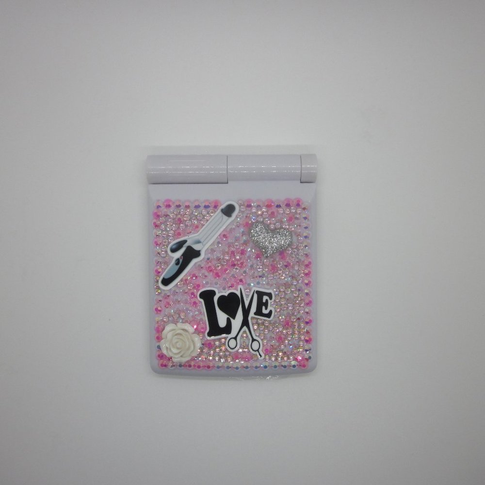 Pink Bling LED Hair Stylist Compact Mirror